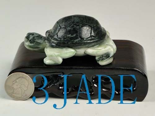 Hand Carved Natural Dushan Jade Stone Carving / Sculpture: Turtle Figurine
