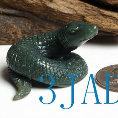 Natural Nephrite Jade Carving: Snake Figurine