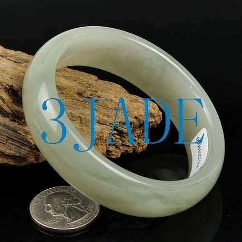 60mm Natural Hetian Nephrite Jade Bangle Bracelet w/ Certificate C004187