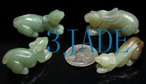 4pcs Natural Hetian Nephrite Jade Mouse / Rabbit Figurines / Carving