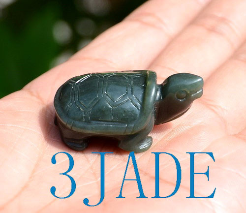 Vintage Carved Chinese YELLOW Jade Stone TURTLE Bead 22mm Animal 