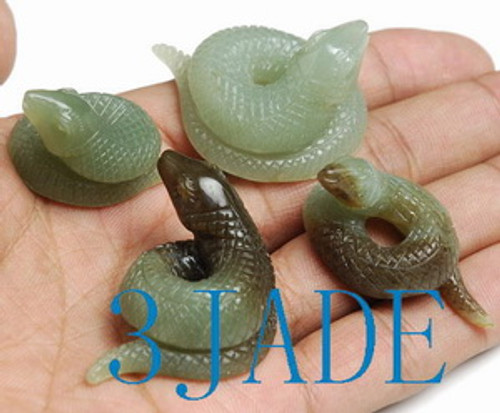 4pcs Natural Hetian Nephrite Jade Snake Figurines / Carving