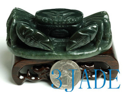 Natural Nephrite Jade Carving: Crab Figurine