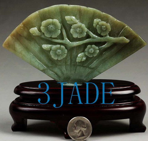 Natural Hetian Nephrite Jade Carving / Sculpture: Plum Flower  Statue / Art