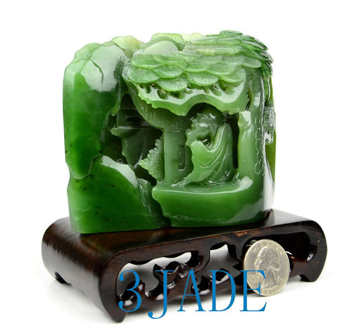 Chinese Green Jade Mountain Sculpture