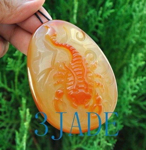 Hand Carved Carnelian / Red Agate Dragon Amulet / Paperweight
