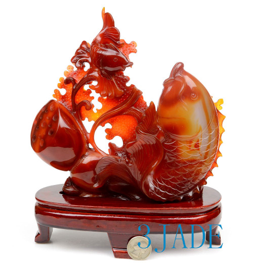 Red Agate Lotus Statue Carving