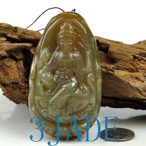 Carved Natural Carnelian /Chalcedony /Agate Kwan Yin /Guanyin Amulet Paperweight