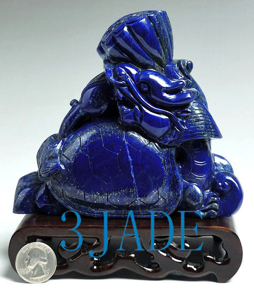 5" Natural Lapis Lazuli Carving / Sculpture: Dragon Turtle Statue