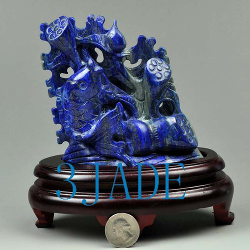 Lapis Lazuli Koi Fish Statue