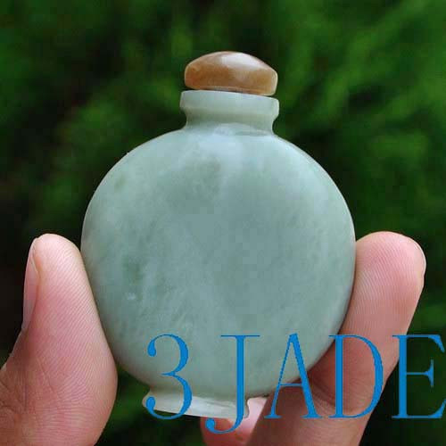 Hand Carved Natural Hetian Nephrite Jade Snuff Bottle, w/ certificate -N009089