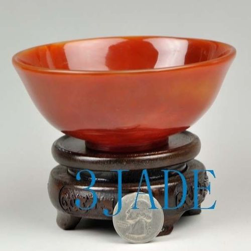 4 1/4" Hand Carved Carnelian / Red Agate Bowl -N013190