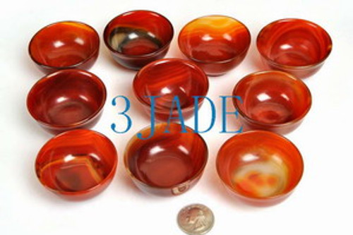 10PCS  Hand Carved Carnelian / Red Agate Cups / Bowls -N013163