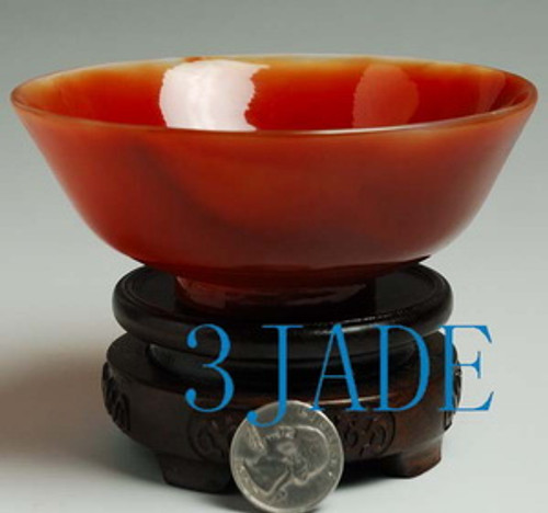 4 1/2" Hand Carved Carnelian / Red Agate Bowl