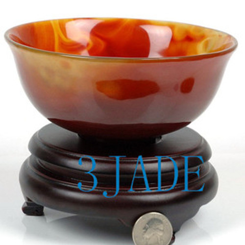 5 1/2" Hand Carved Carnelian / Red Agate Bowl