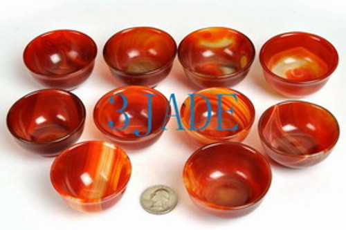 10PCS  Hand Carved Carnelian / Red Agate Cups / Bowls -N013164