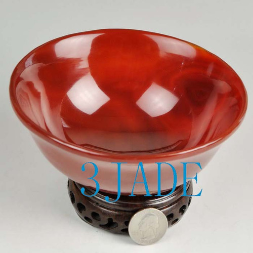 Hand Carved Red Agate / Carnelian Bowl / Carving / Stone Bowl Statue
