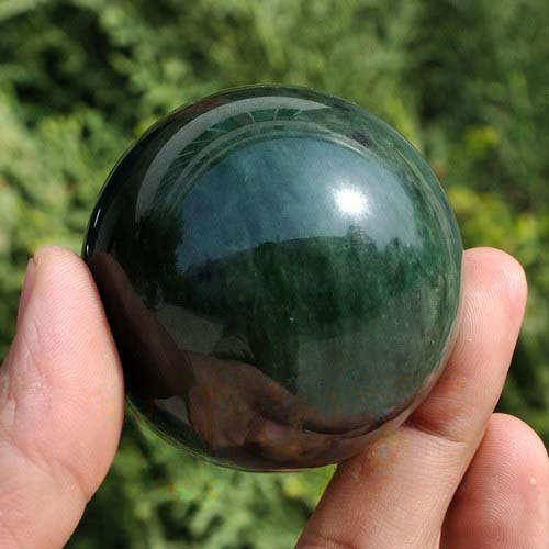 2" green nephrite jade sphere