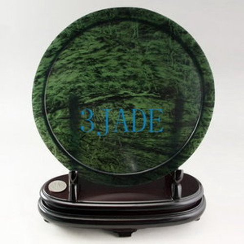 9" Handmade Natural Green/Black Jade Plate / Tea Tray