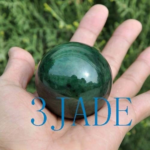 55mm-56mm Natural Green Nephrite Jade Ball / Sphere