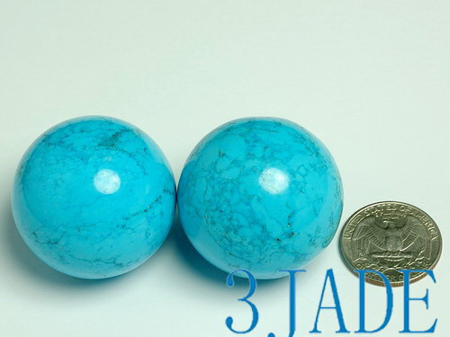 Pair of 1 1/2" Glued Natural Turquoise Balls / Spheres