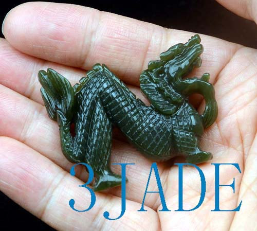 Hand-carved Natural Nephrite Jade Chinese Dragon Figurine