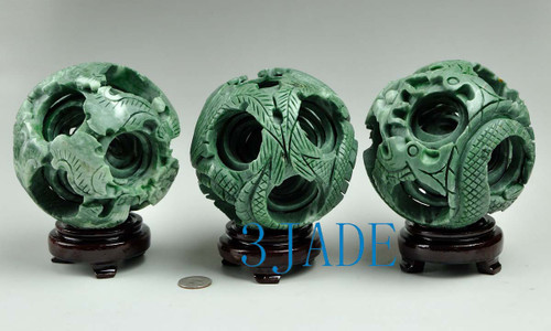 6 layers Green Jade Puzzle Ball