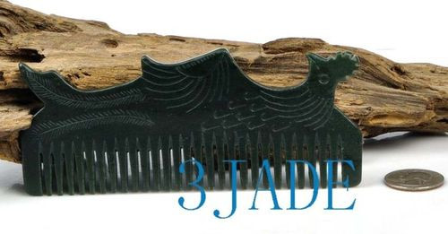 hand carved comb, hair accessory, nephrite jade