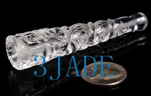 Hand Carved Natural Clear Crystal Dragon Cigarette Holder Z023011