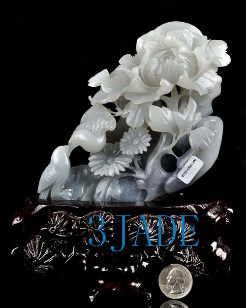 jade bird flower statue