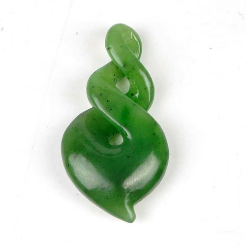 Natural Green Nephrite Jade Double Twist Pendant Necklace