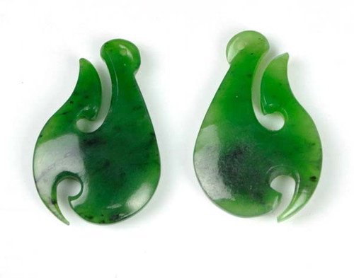 Green Jade Fish Hook Hei Matau Pendant