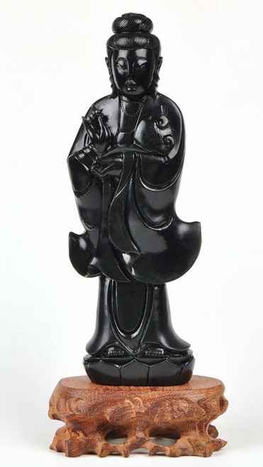 nephrite jade Kwan yin statue