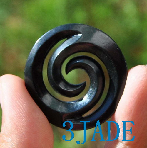 black jade double Koru pendant