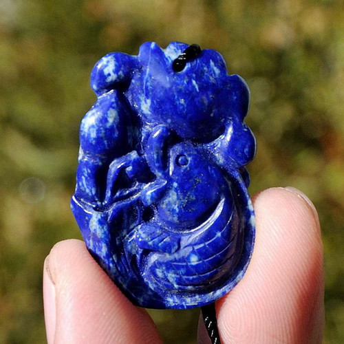 Lapis Lazuli Lotus Koi Fish Pendant