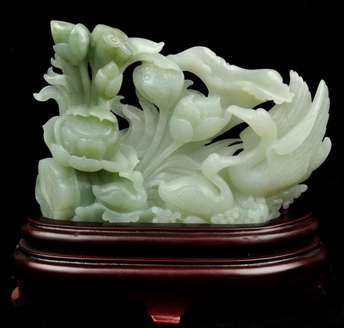 jade swan Flower Statue