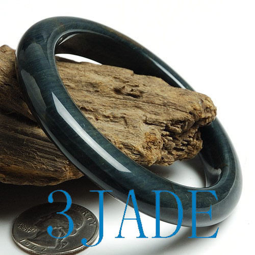 57mm Natural Blue Tiger's Eye Gemstone Bangle Bracelet