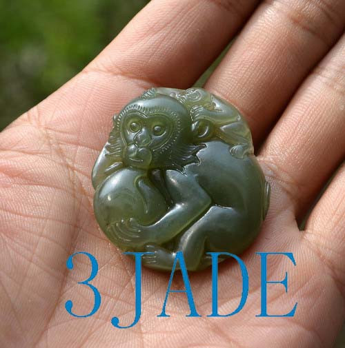 jade monkey pendant