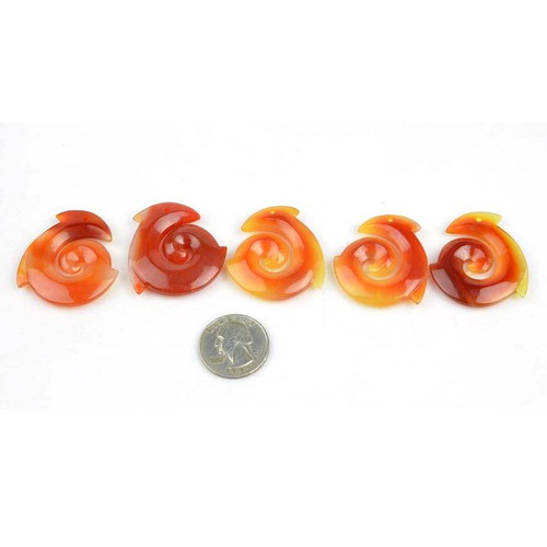 5pcs Carnelian Agate Koru Pendants Maori jade Manaia Carving Wholesale -G031048