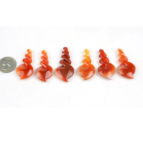 6pcs Carnelian Agate Quad & triple Twist NZ Maori Red Jade Carving Pendants Necklaces -G031051