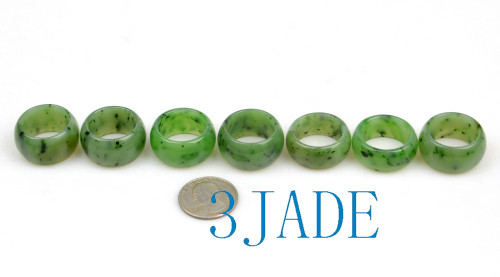 Solid green jade wide band ring