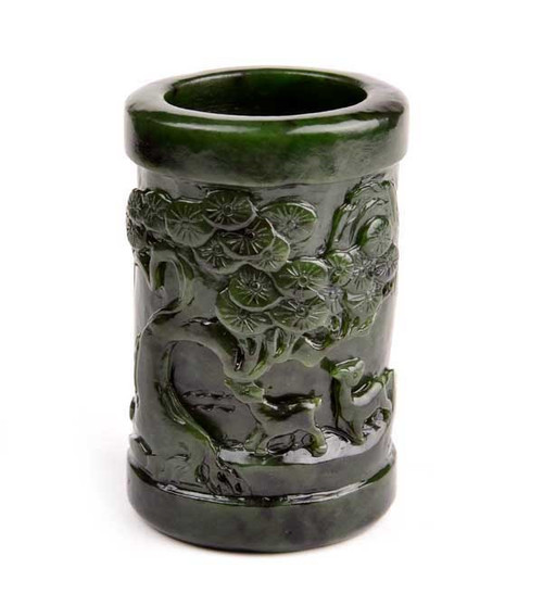 green jade pen holder