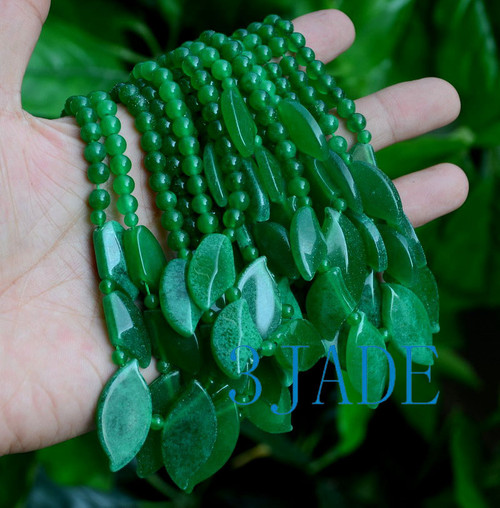 Green Quartz Leaf Shape Beads Necklace