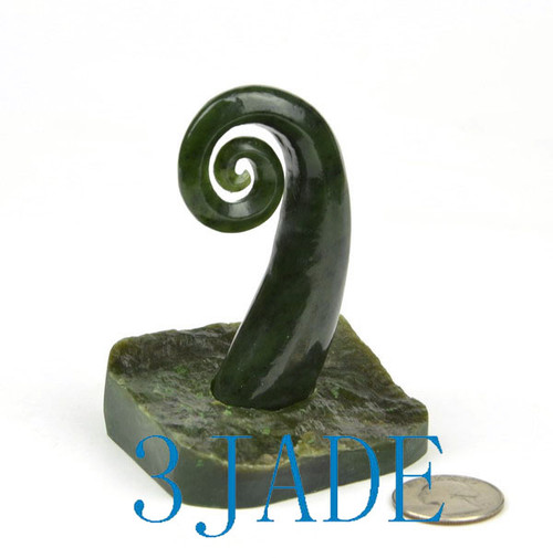 Nephrite Jade Koru Pendant Necklace / New Zealand Maori Design