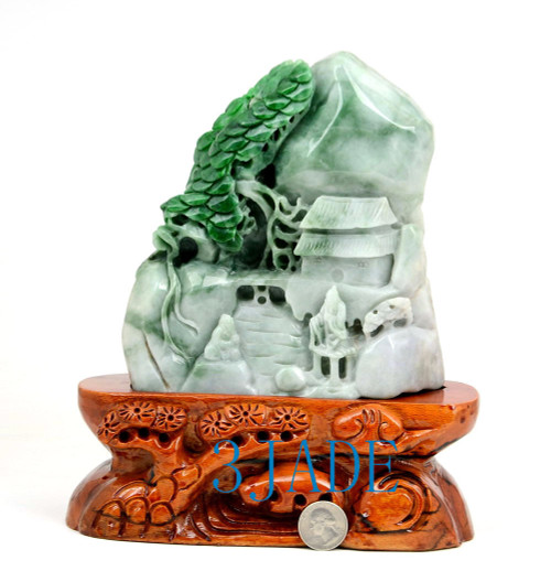 A grade green jadeite jade mountain 