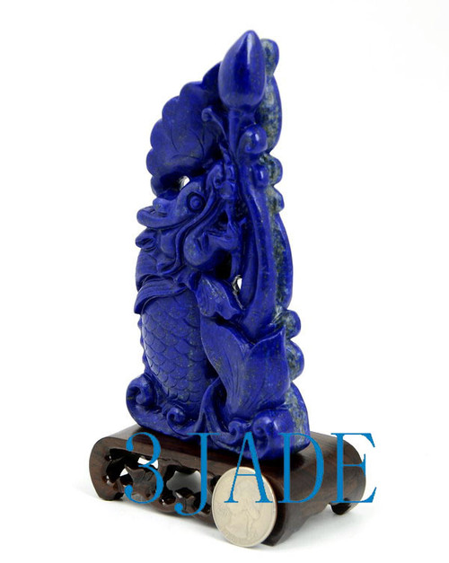 Lapis Lazuli Chinese Dragon Fish Carving