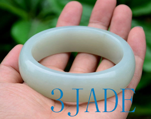 65mm Natural White Nephrite Jade Bangle Bracelet