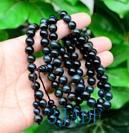 Natural Blue Tiger's Eye Prayer Beads Mala