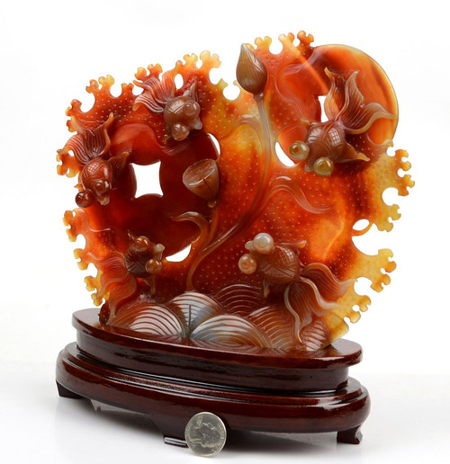 red agate goldfish sculpture