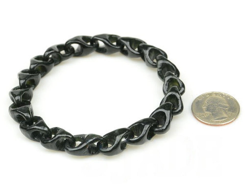 Hand Carved Green Nephrite Jade Gemstone Link Chain /Bracelet w